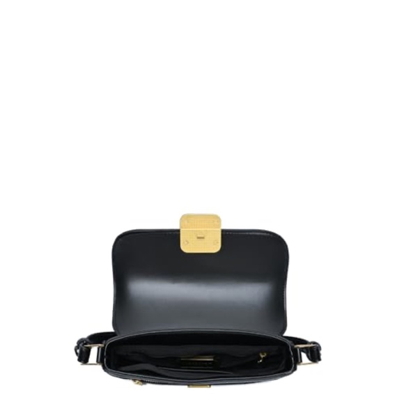 Madison West Women’s Black Vegan Leather Foldover Flap Shoulder Bag - Picture 3 of 4